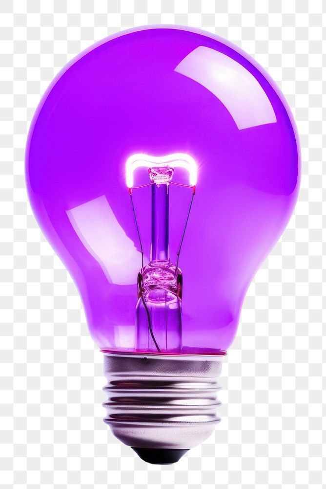PNG Purple light bulb lightbulb white background electricity. AI generated Image by rawpixel.