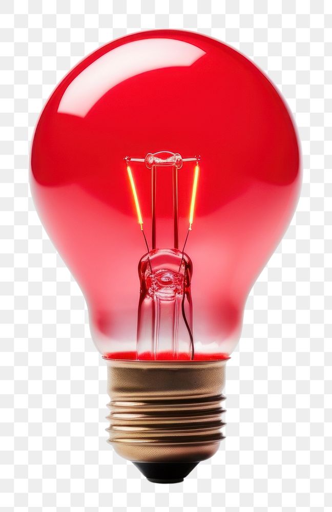 PNG Red light bulb lightbulb white background electricity. AI generated Image by rawpixel.