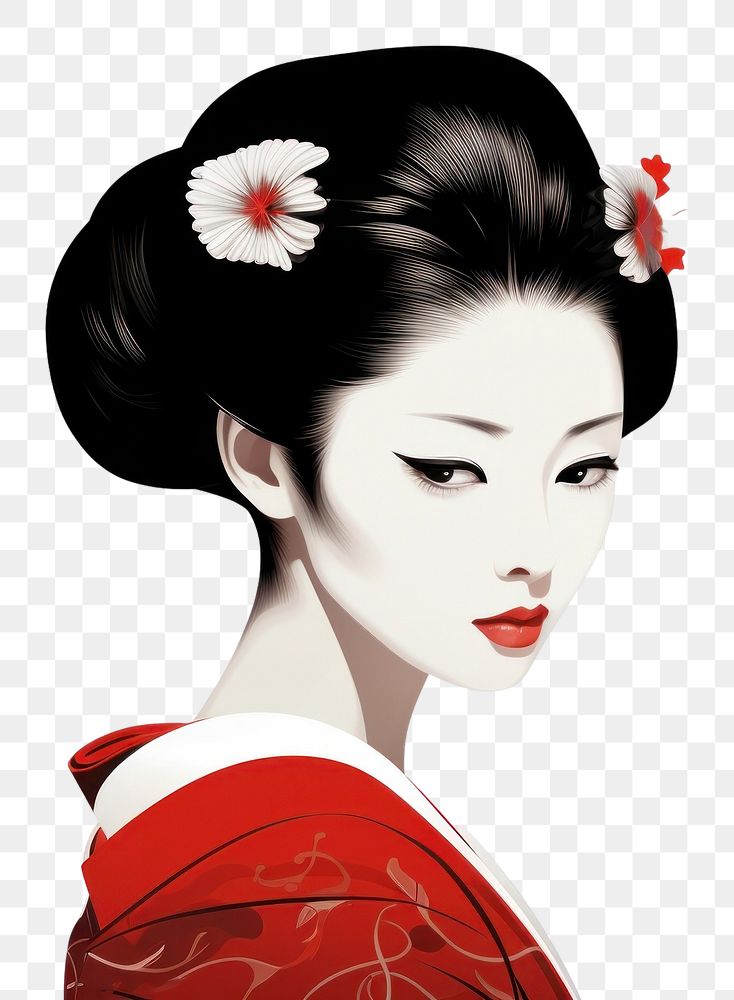 PNG Simple looking traditional geisha | Free PNG - rawpixel
