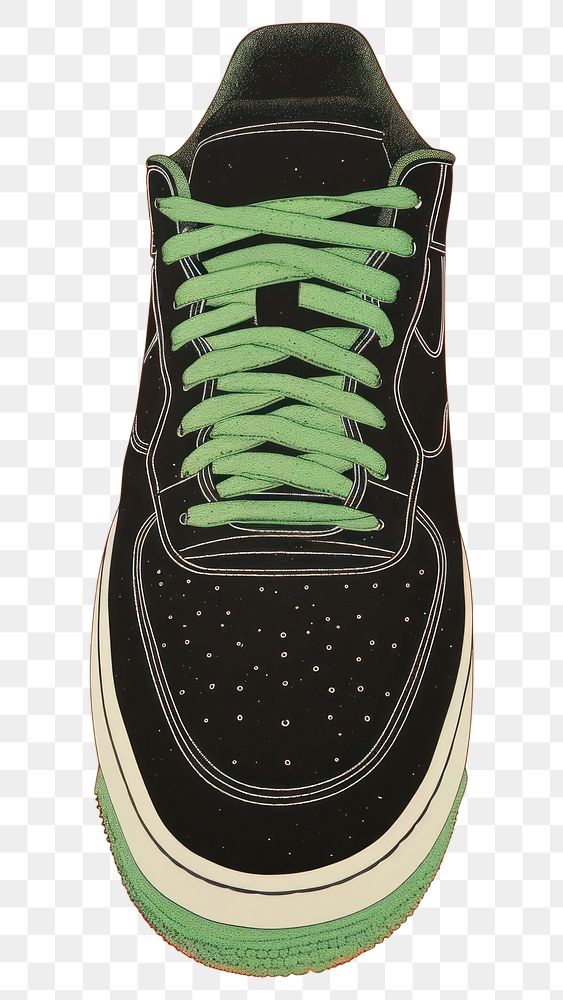 PNG Sneaker footwear black green. AI generated Image by rawpixel.
