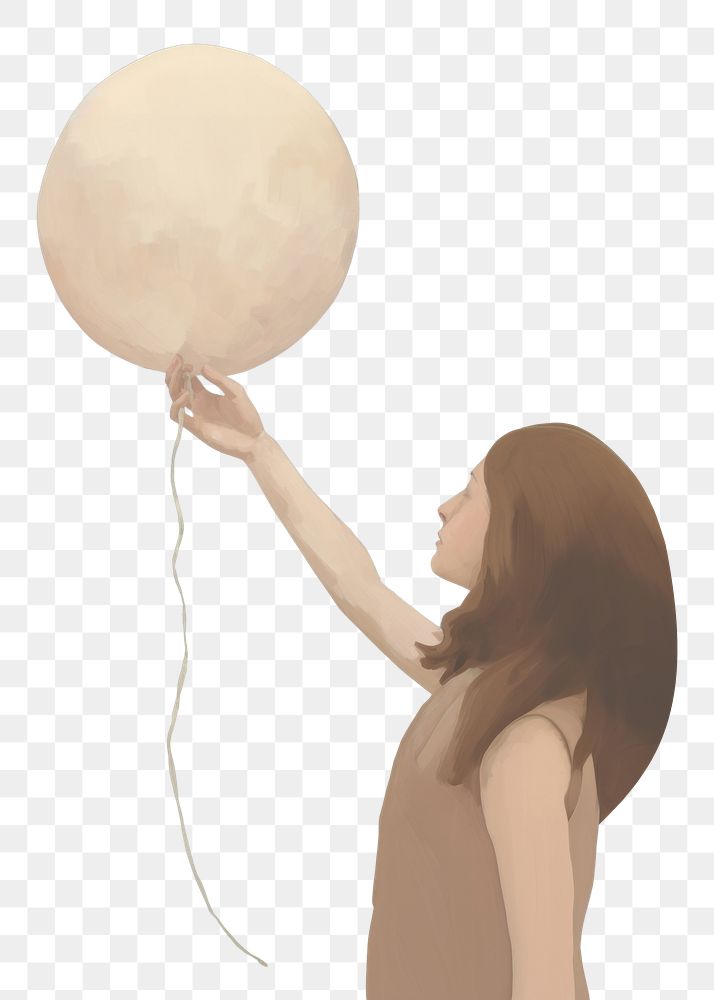 PNG  Hand holding balloon adult art hairstyle. AI generated Image by rawpixel.