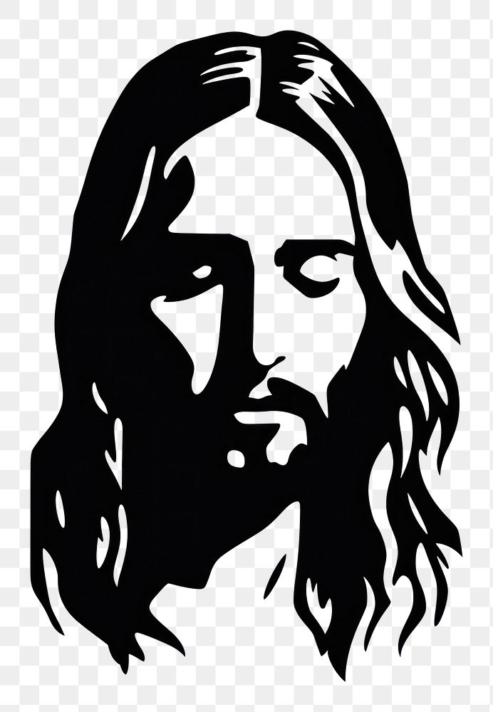 PNG Jesus stencil white background representation. AI generated Image by rawpixel.