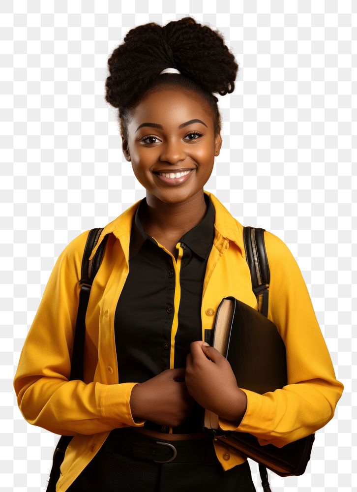 PNG African student portrait smile photo. AI generated Image by rawpixel.