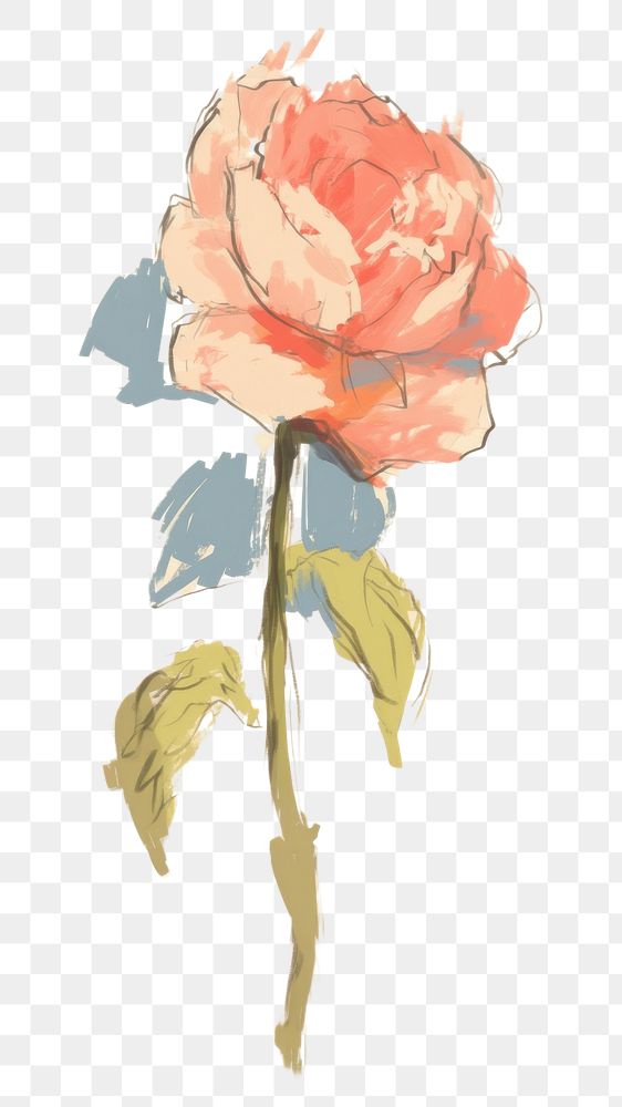 PNG A cute pink rose painting flower sketch. AI generated Image by rawpixel.