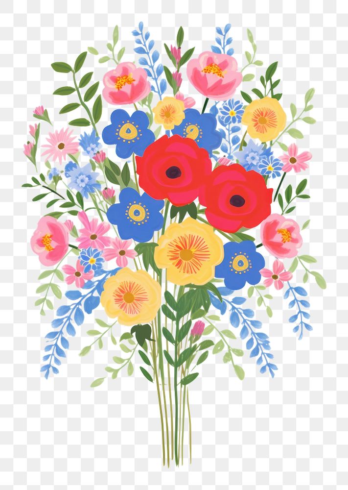 PNG Bouquet art painting pattern. AI generated Image by rawpixel.