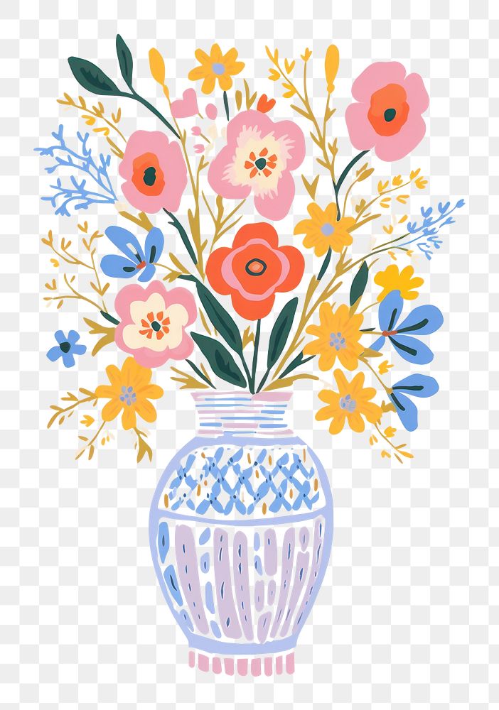 PNG Flower vase art painting pattern. AI generated Image by rawpixel.