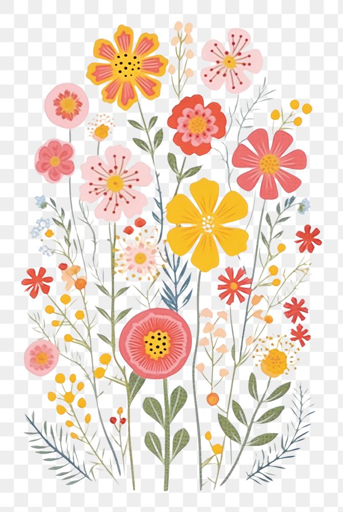 PNG Wildflower art backgrounds pattern. AI generated Image by rawpixel.