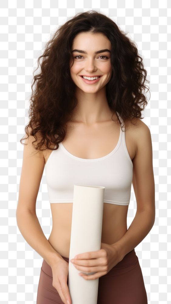 PNG Yoga mat underwear portrait smile. AI generated Image by rawpixel.