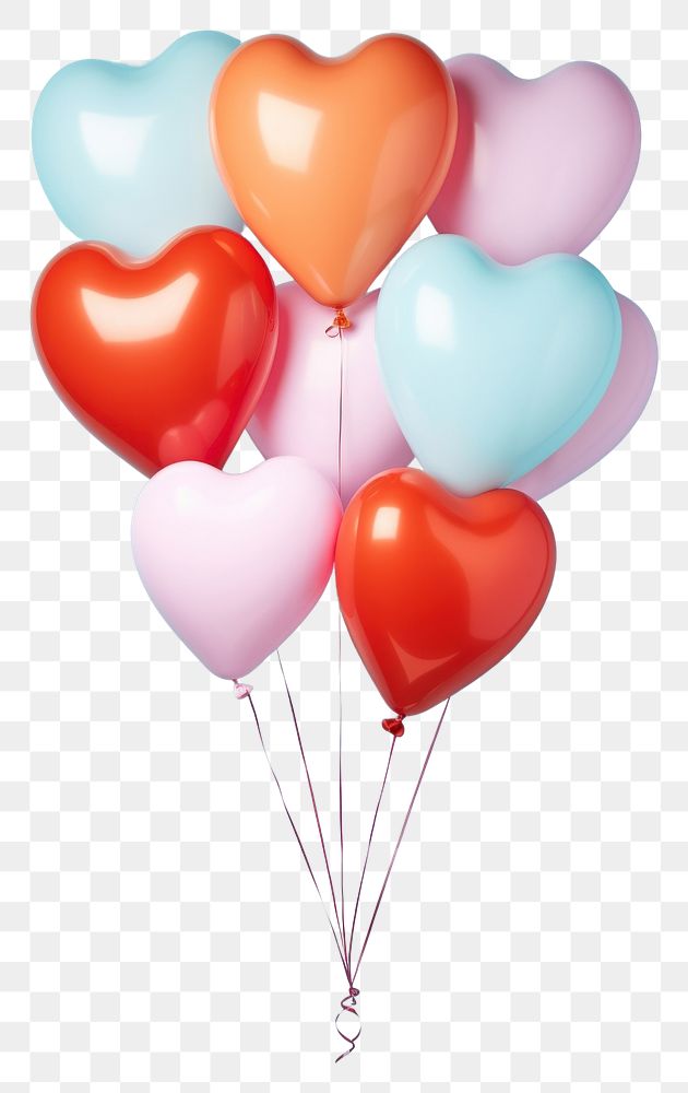 PNG Heart shaped balloons anniversary celebration decoration. AI generated Image by rawpixel.