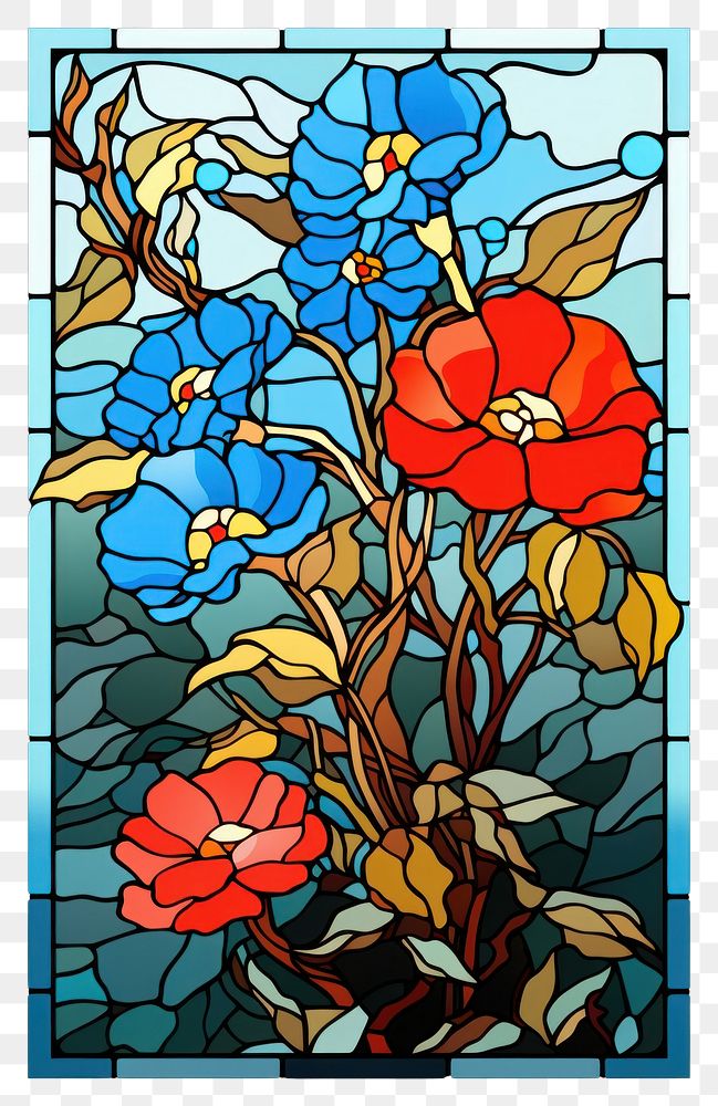 PNG Flowers plant glass art. AI generated Image by rawpixel.