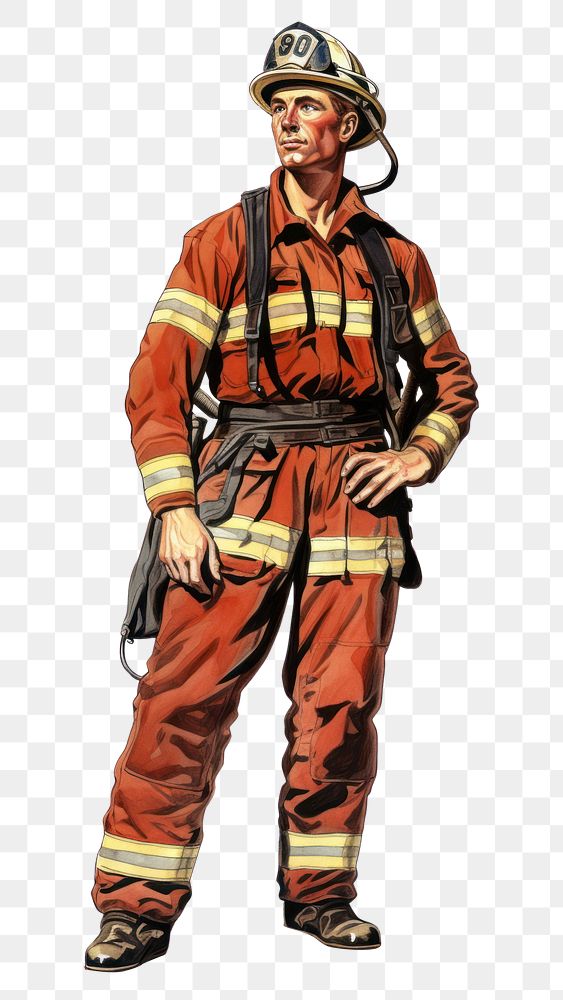 PNG Firefighter firefighter adult white background. AI generated Image by rawpixel.