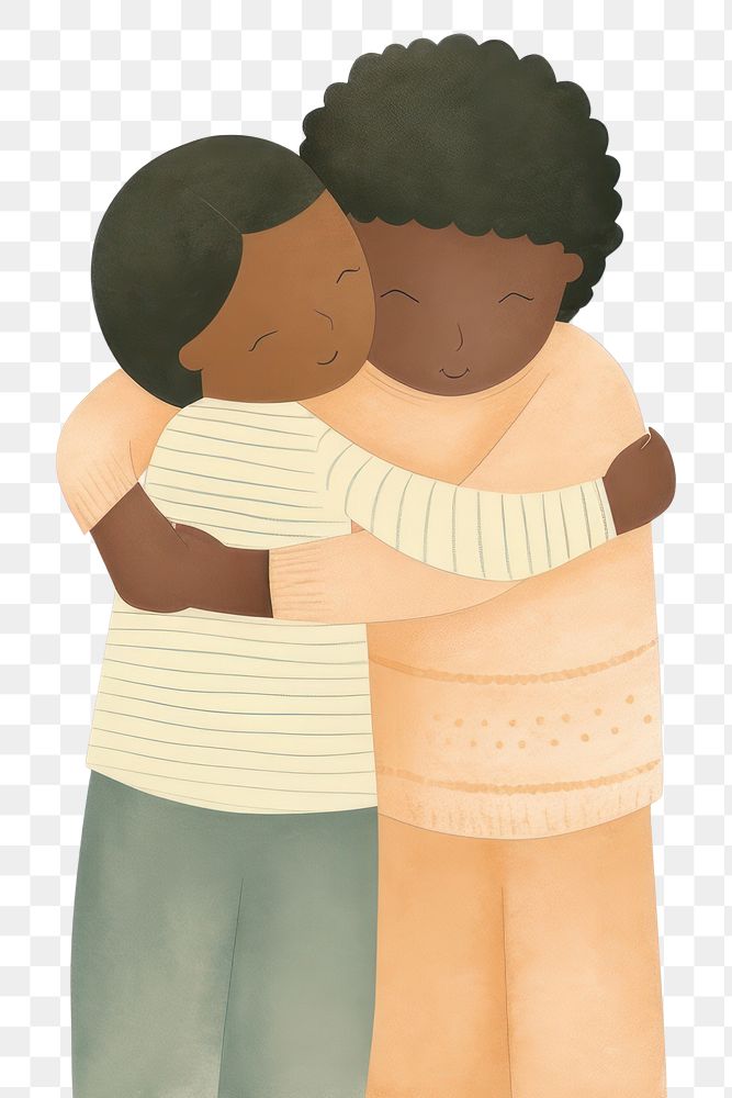 PNG Black couple character hugging back white background. AI generated Image by rawpixel.