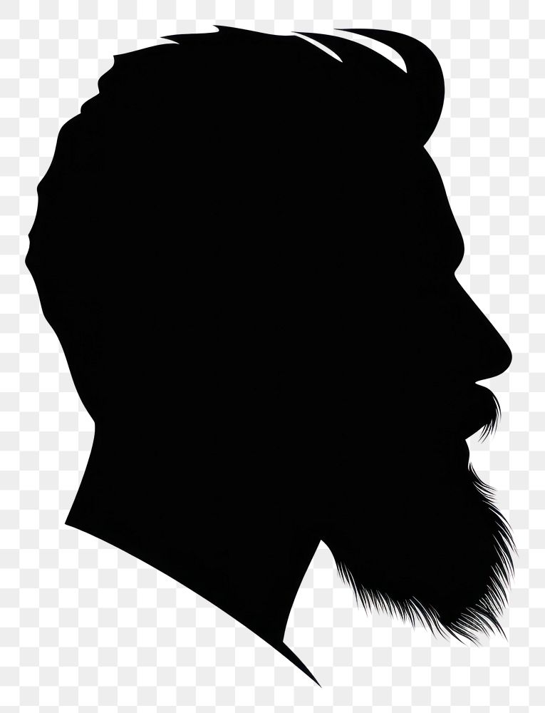 PNG Man head with beard silhouette black white background. AI generated Image by rawpixel.