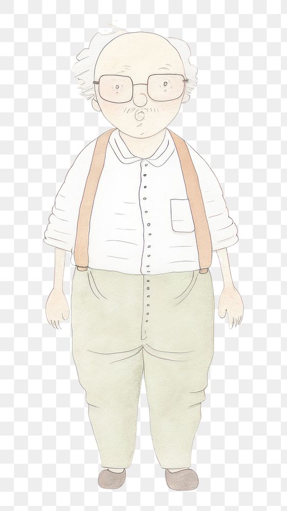 PNG Grandpa character drawing sketch illustrated. AI generated Image by rawpixel.
