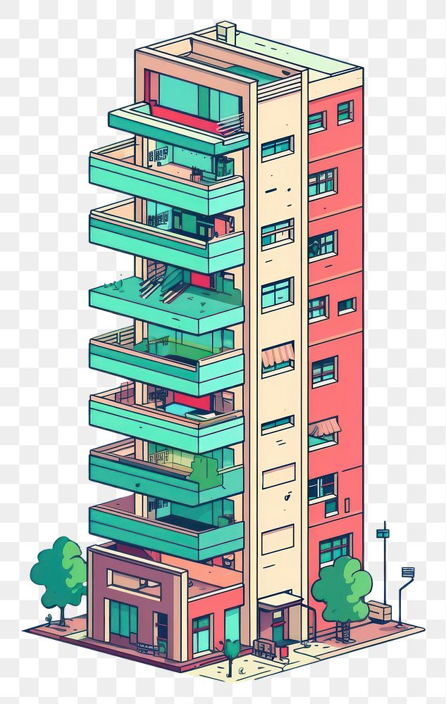 PNG Social housing tall architecture building drawing. AI generated Image by rawpixel.