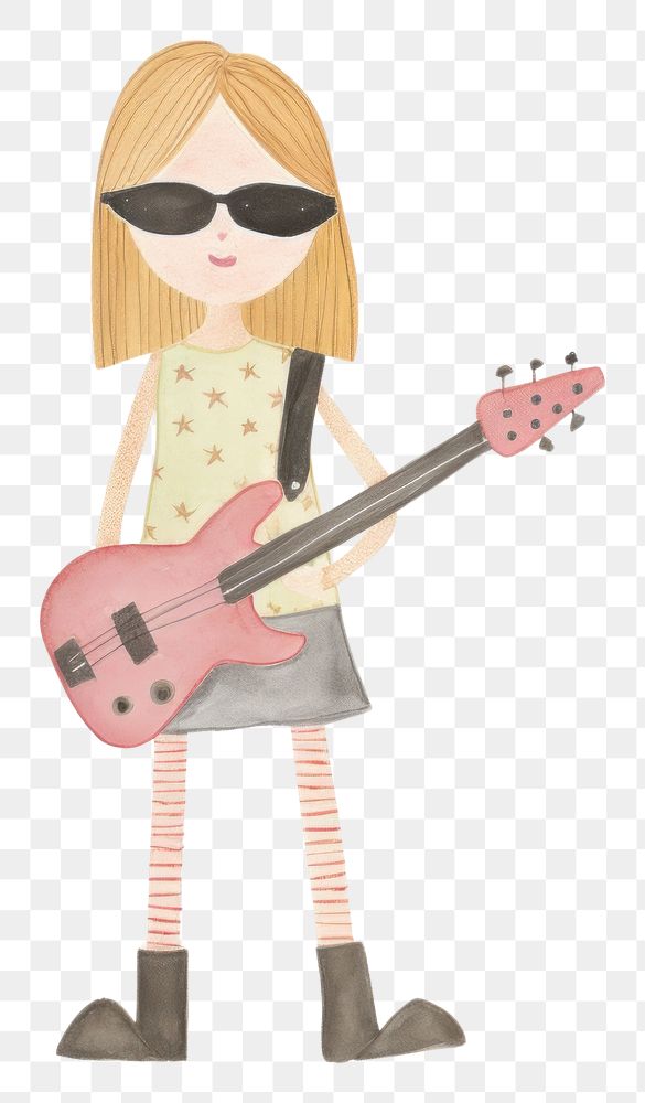 PNG Rockstar girl character guitar child representation. AI generated Image by rawpixel.