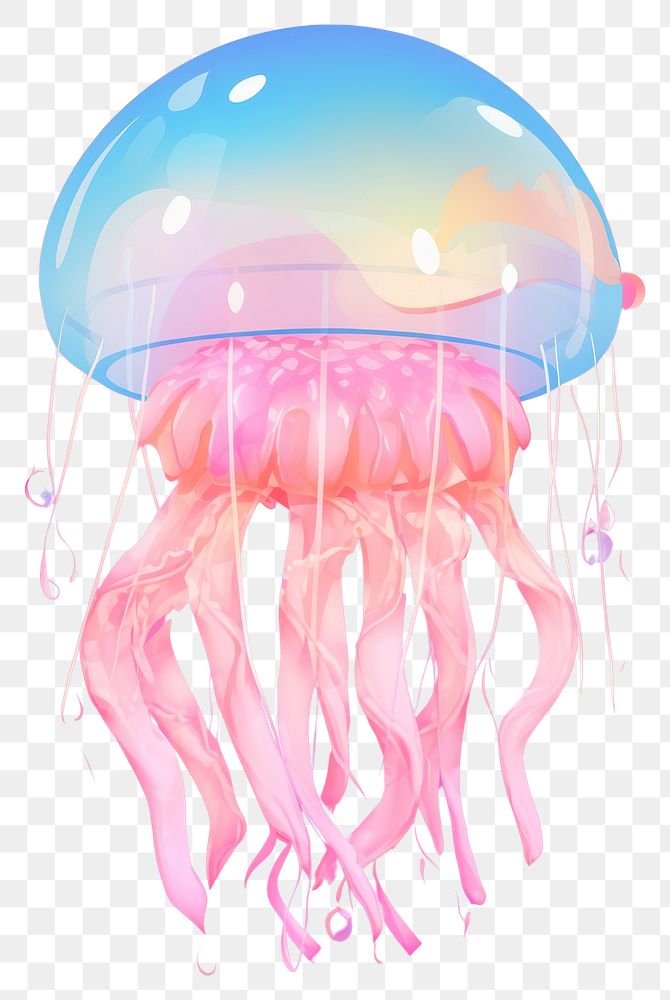 PNG A colorful jelly fish jellyfish invertebrate transparent. AI generated Image by rawpixel.