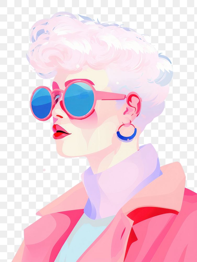 PNG A cool woman sunglasses portrait drawing. AI generated Image by rawpixel.