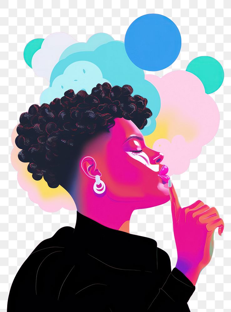 PNG A black woman portrait paint adult. AI generated Image by rawpixel.