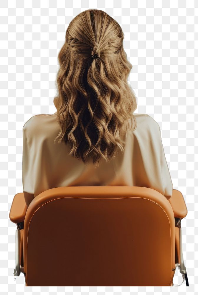 PNG A woman doing hair salon chair adult back. AI generated Image by rawpixel.