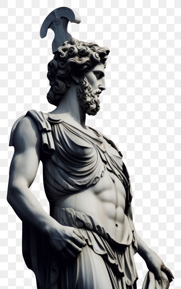 PNG An ancient greek aesthetic sculpture of greek god statue black art. AI generated Image by rawpixel.