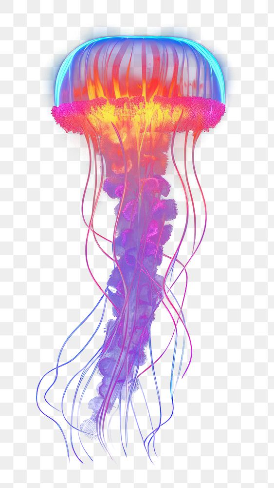 PNG Jellyfish invertebrate illuminated transparent. AI generated Image by rawpixel.