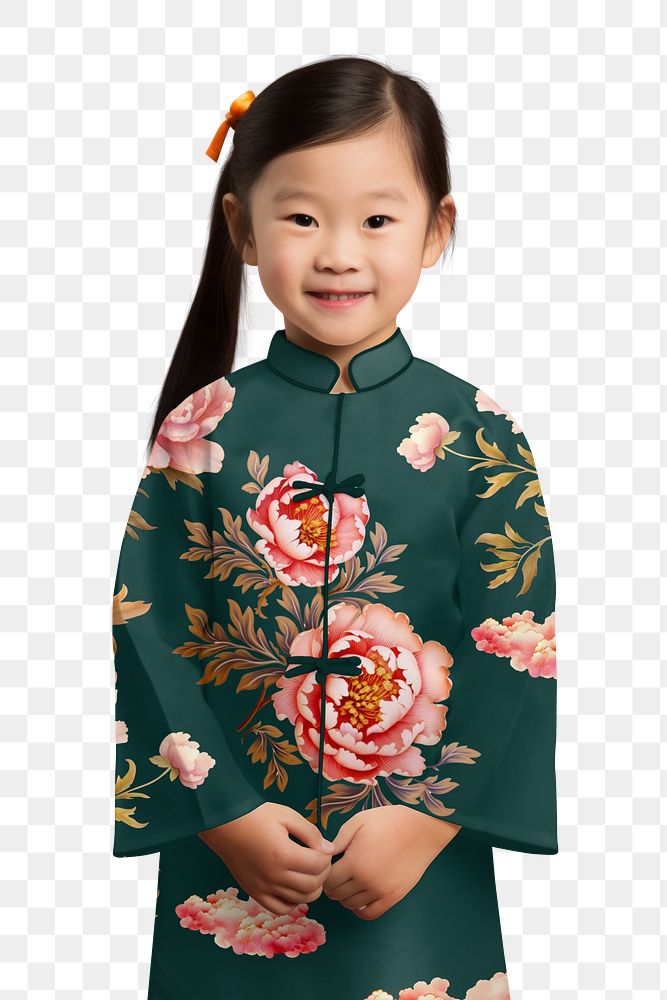 Kid's Chinese qipao png cheongsam traditional clothes, transparent background