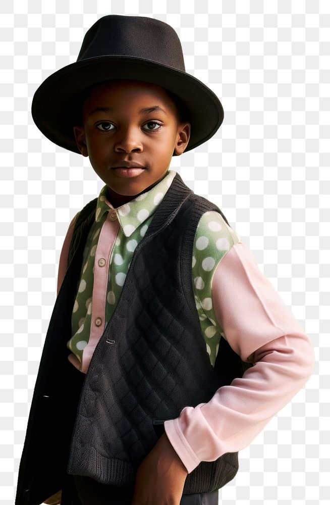 PNG A black boy wearing hat photography portrait adult. AI generated Image by rawpixel.