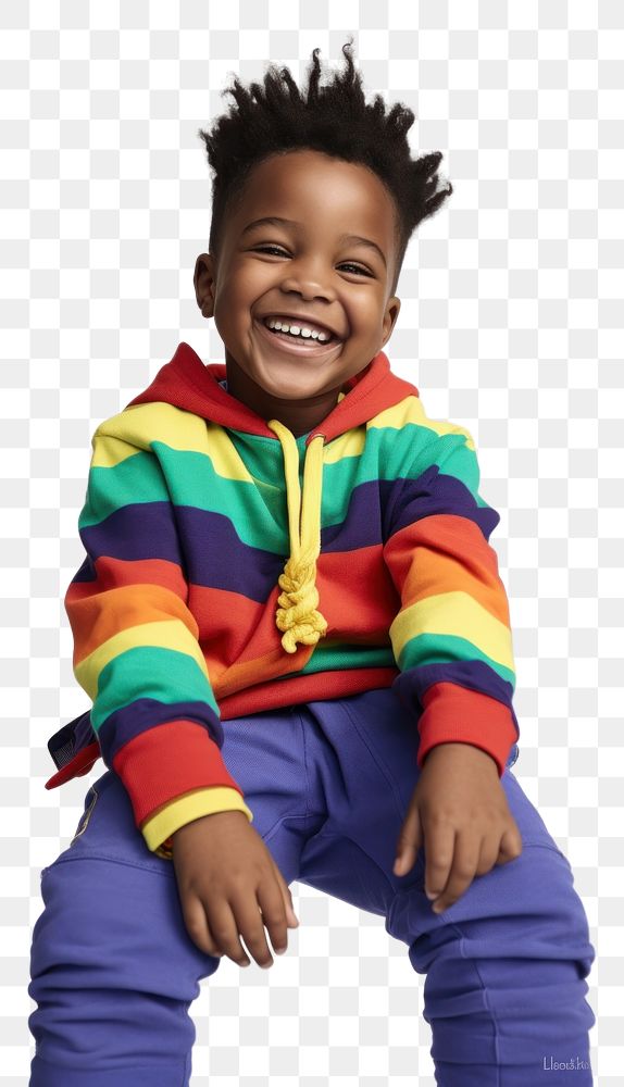 PNG A little black boy in colorful outfit baby photography laughing. AI generated Image by rawpixel.