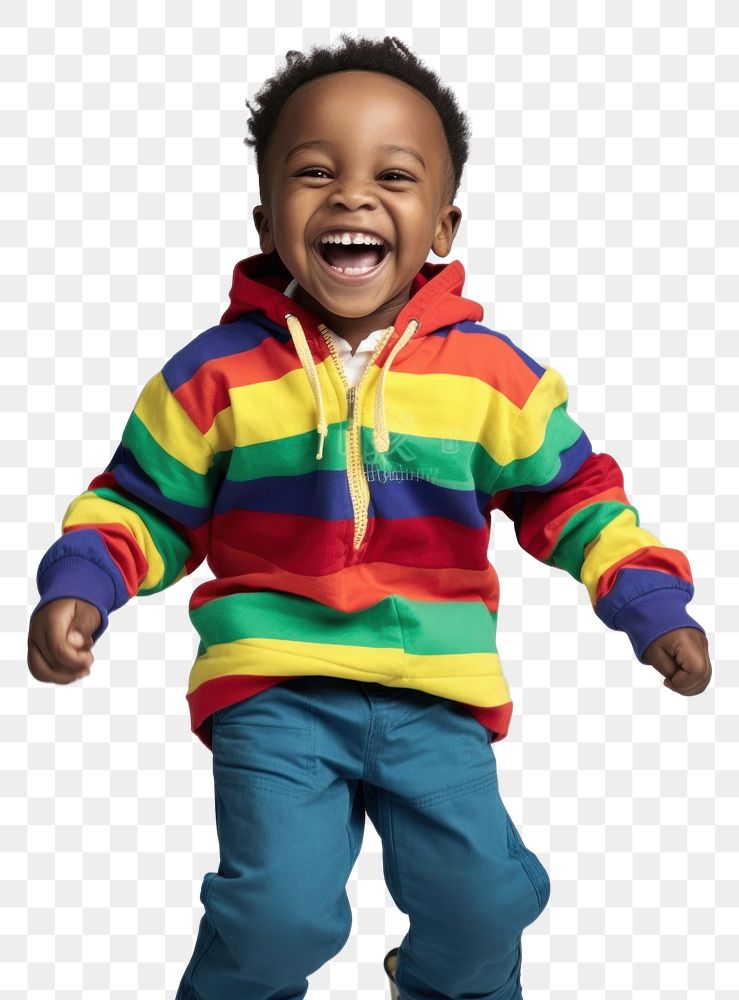 PNG A little black boy in colorful outfit baby photography sweatshirt. AI generated Image by rawpixel.