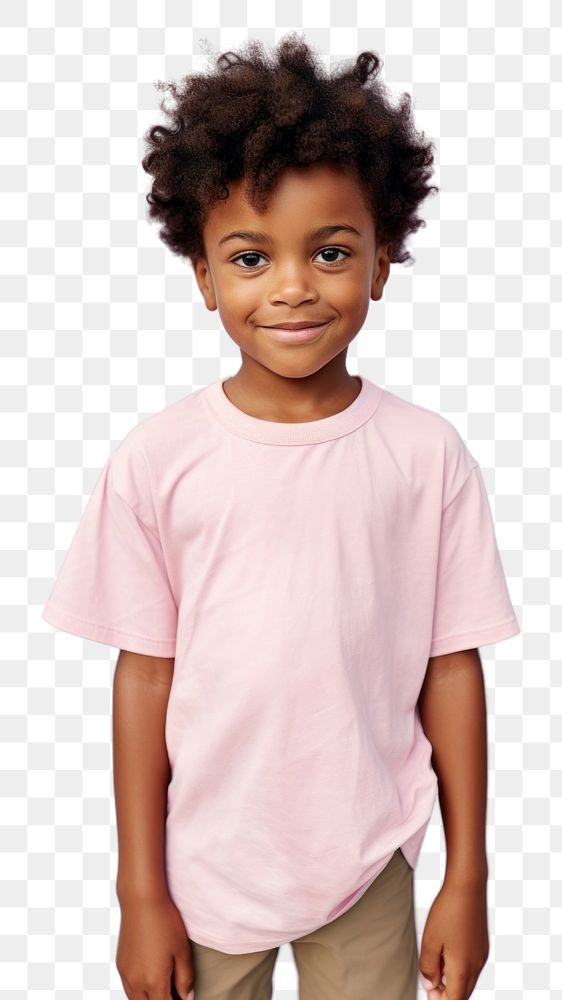 PNG A little black boy in pastel pink shirt photography portrait t-shirt. AI generated Image by rawpixel.