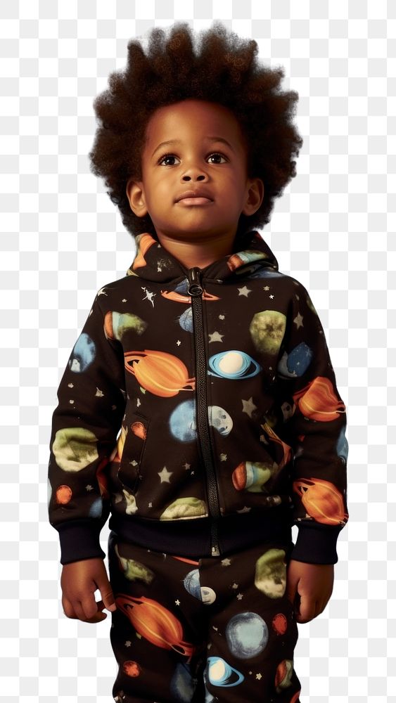 PNG A little black boy wearing cute galaxy pattern outfit photography portrait baby. AI generated Image by rawpixel.