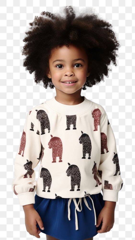 PNG A little black girl wearing alpaca shirt sweatshirt child cute. AI generated Image by rawpixel.