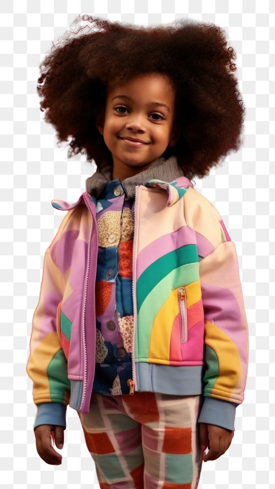 PNG A little black girl wearing cute colorful outfit child smile kid. AI generated Image by rawpixel.