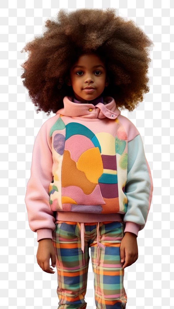 PNG A little black girl wearing cute colorful outfit child kid individuality. AI generated Image by rawpixel.