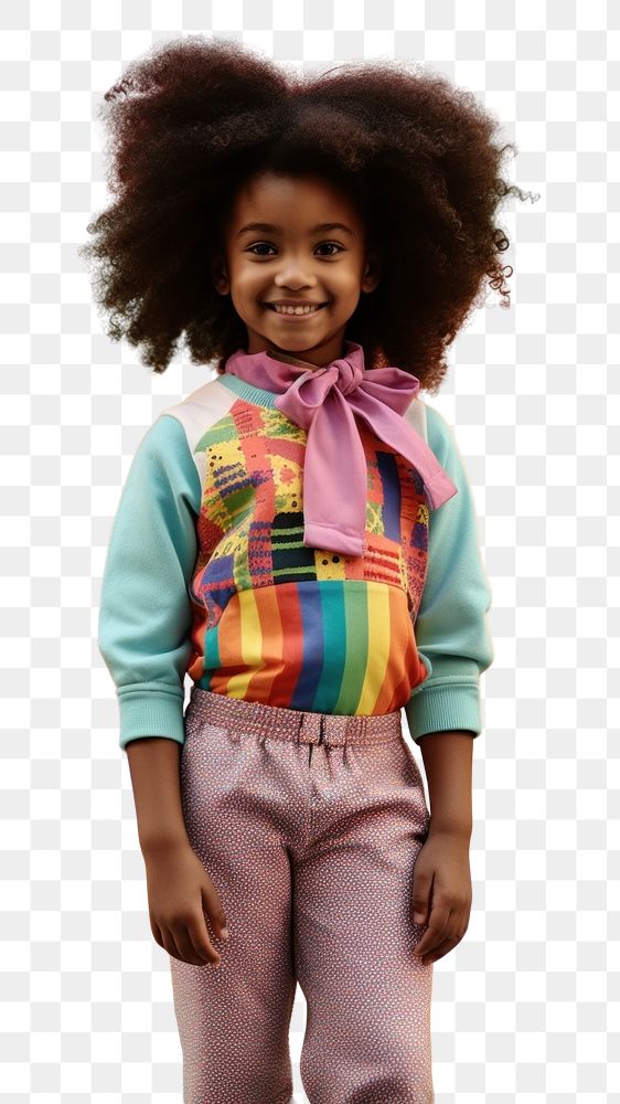 PNG A little black girl wearing cute colorful outfit child day kid. AI generated Image by rawpixel.