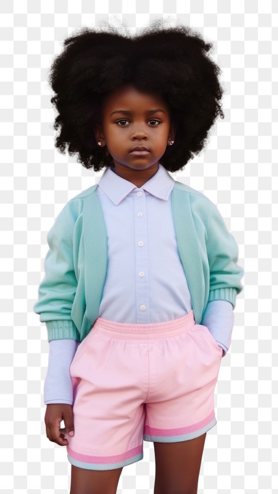 PNG A little black girl wearing pastel outfit child cute day. AI generated Image by rawpixel.