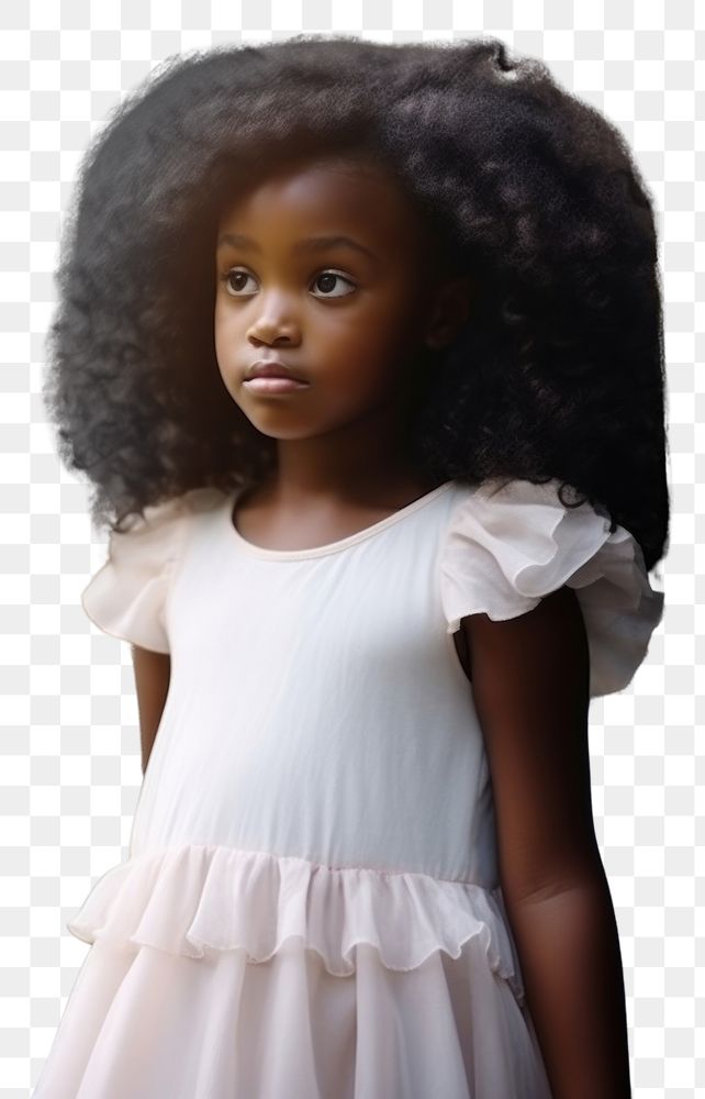PNG A little black girl wearing white dress child cute day. AI generated Image by rawpixel.