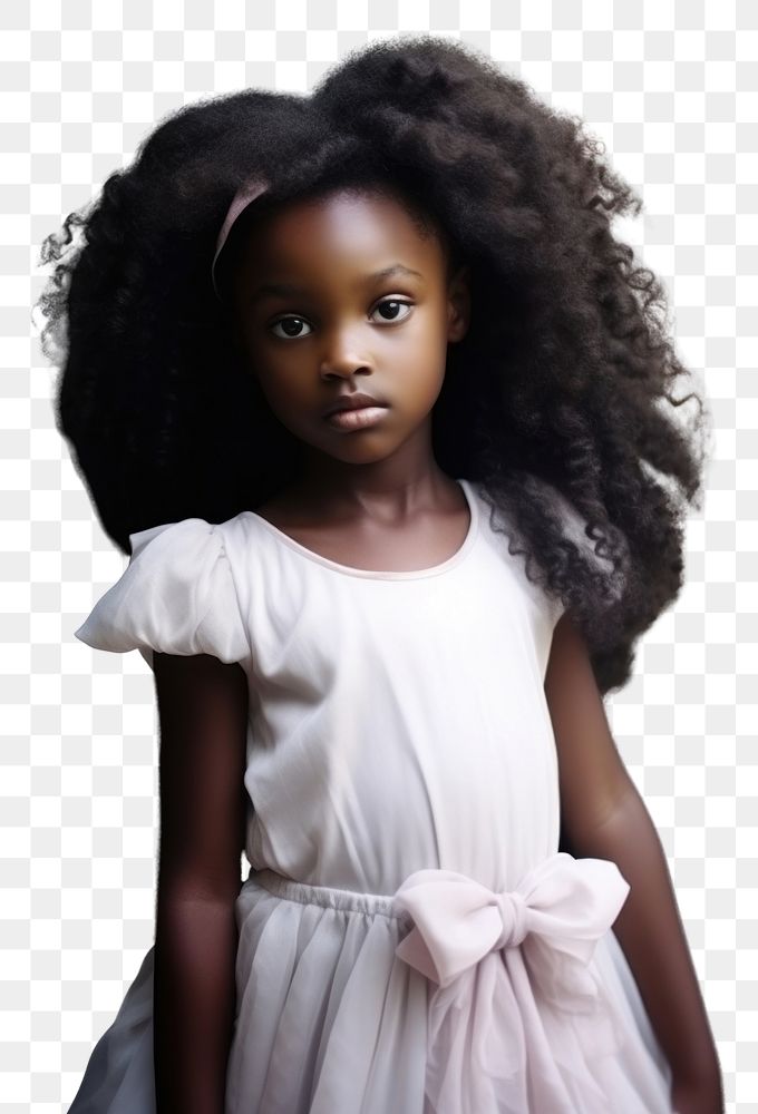 PNG A little black girl wearing white dress photography portrait child. AI generated Image by rawpixel.