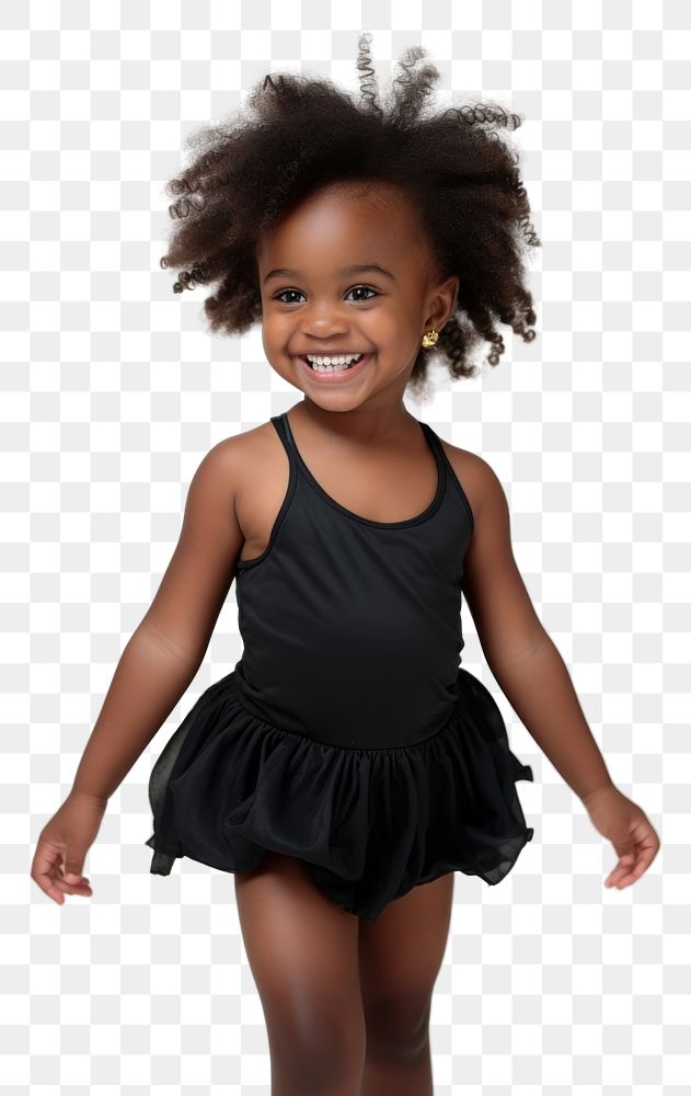 PNG A little black girl in ballet outfit photography portrait dancing. AI generated Image by rawpixel.