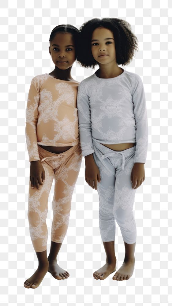 PNG A little two black girl wearing pajama in the white room baby cute togetherness. AI generated Image by rawpixel.