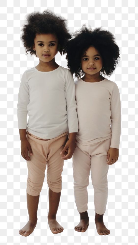 PNG A little two black girl wearing pajama in the white room adult cute baby. AI generated Image by rawpixel.