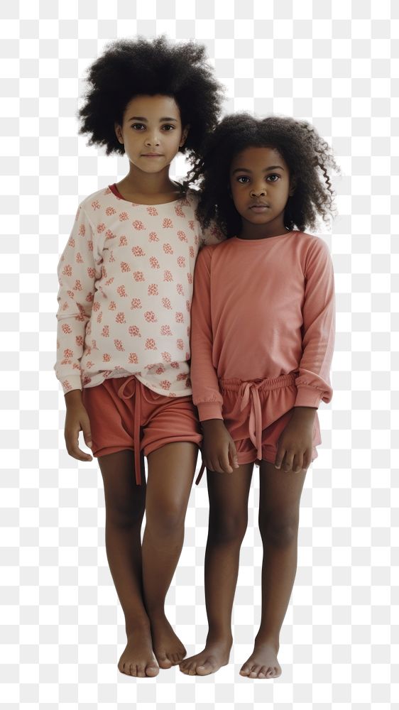 PNG A little two black girl wearing pajama in the white room child cute baby. AI generated Image by rawpixel.