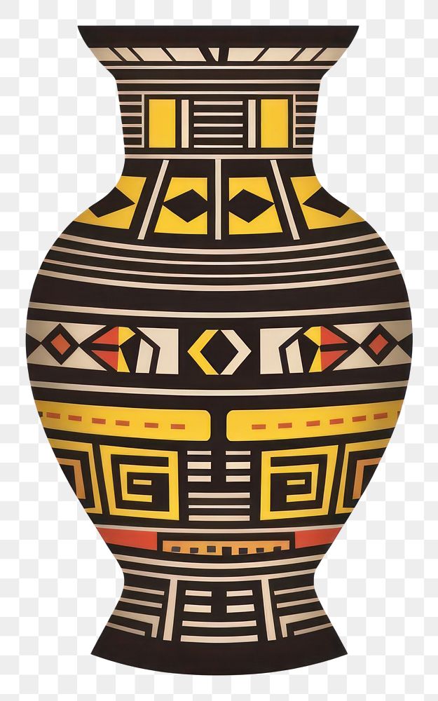 PNG  African tribal pattern vase pottery urn creativity. AI generated Image by rawpixel.