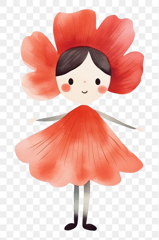 PNG  Poppy flower dancing cute white background representation. AI generated Image by rawpixel.