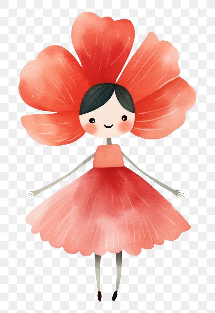 PNG  Poppy flower dancing white background creativity elegance. AI generated Image by rawpixel.