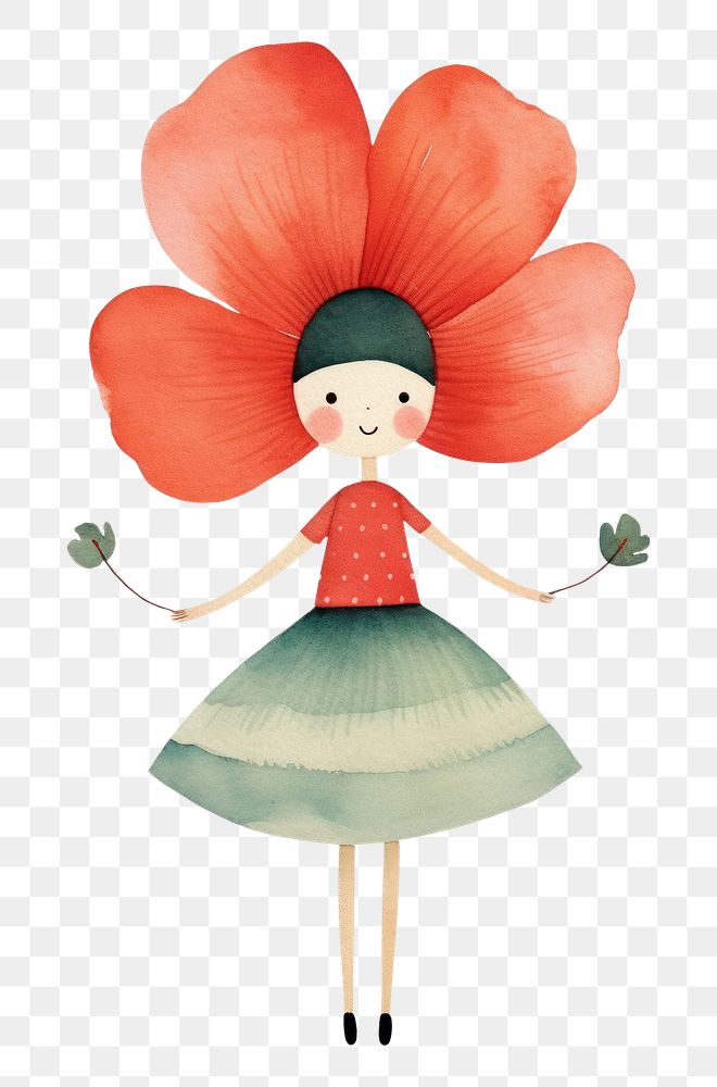 PNG  Poppy flower dancing white background representation creativity. AI generated Image by rawpixel.