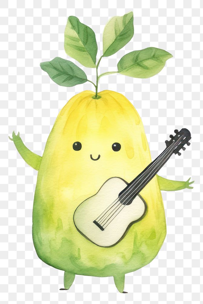 PNG  Zucchini dancing guitar plant food. AI generated Image by rawpixel.