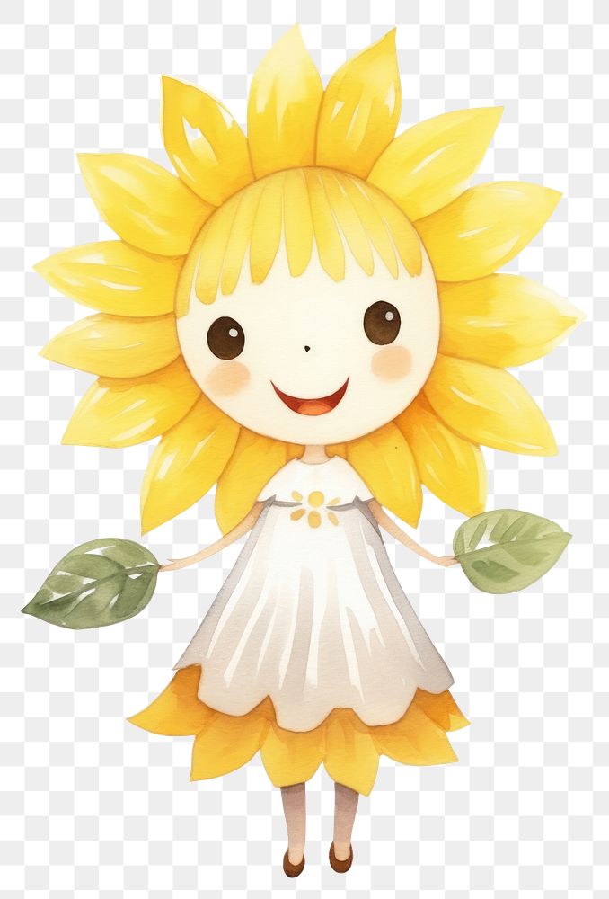 PNG  Daisy character dancing sunflower plant cute. AI generated Image by rawpixel.