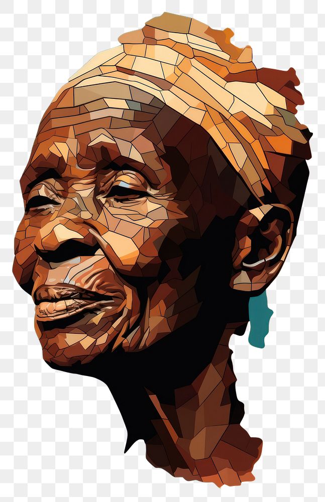 PNG  Old african woman head portrait adult art. AI generated Image by rawpixel.